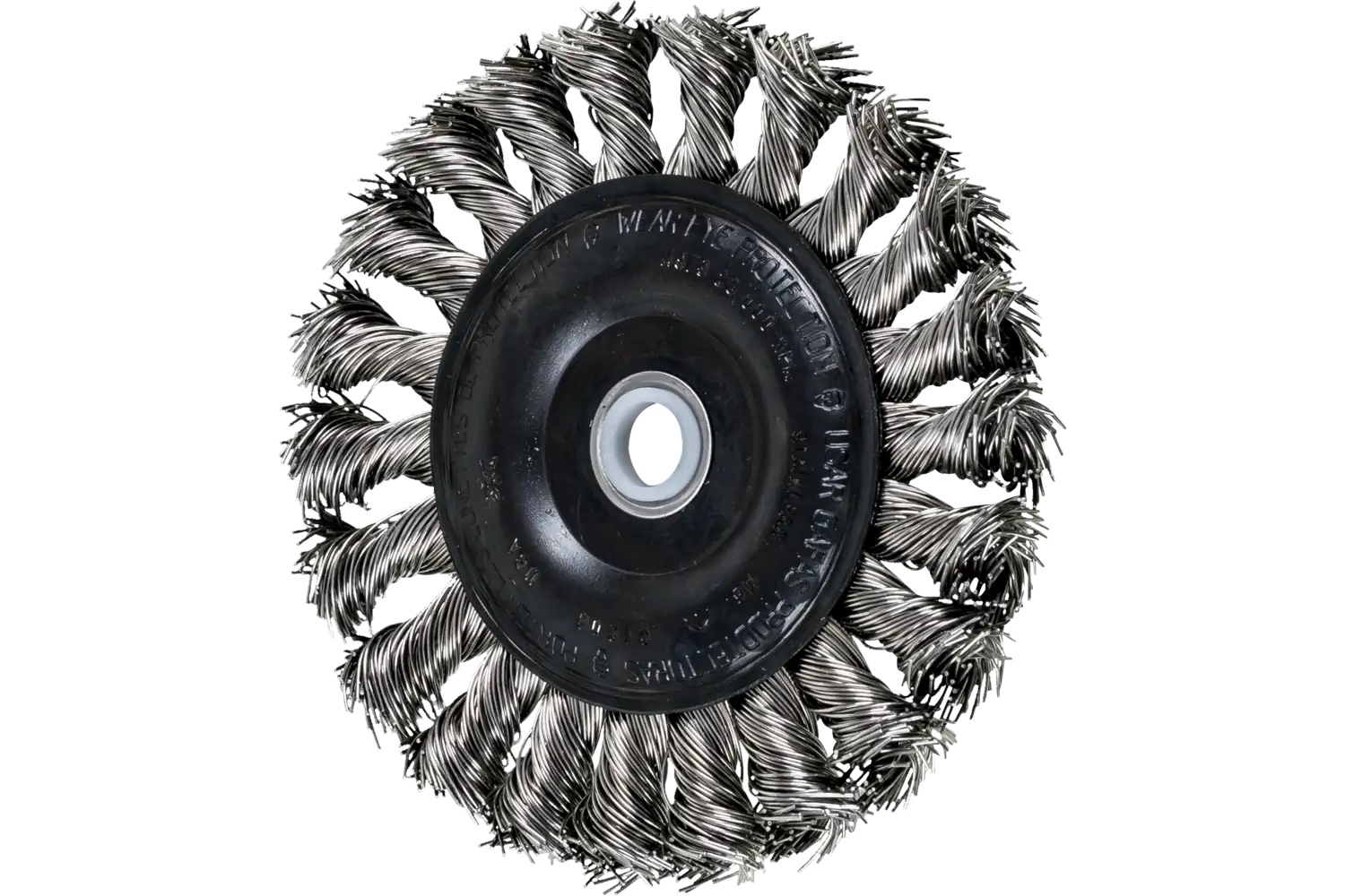 Picture of Pferd Standard Twist Knot Wire Wheel Brush 4" Dia. .020 Stainless Steel 1/2-3/8" Arbor